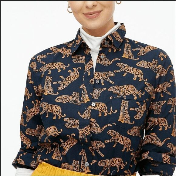 J. Crew Tiger Print Button Down Size XXS - Picture 8 of 8
